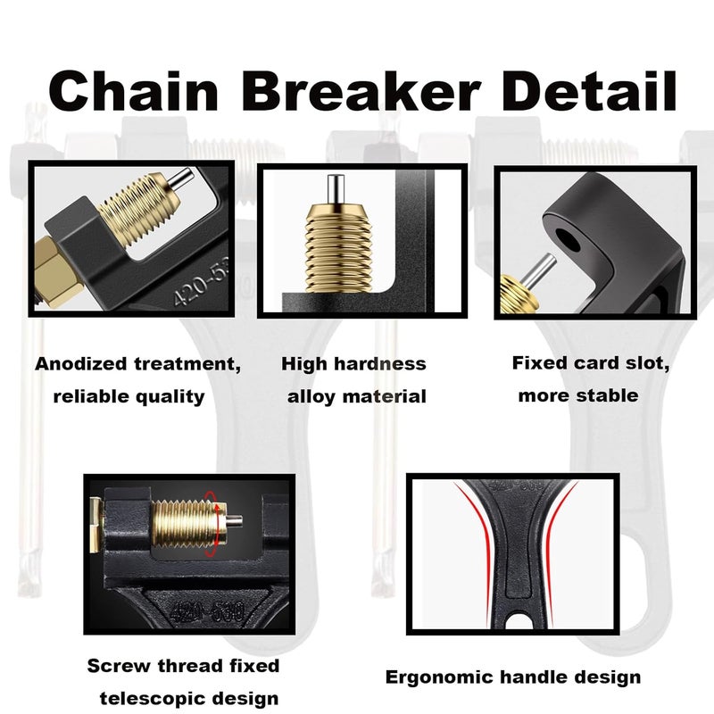 3DSKY Chain Breaker #420-530, Heavy Duty Chain Breaker Riveting Tool, Chain Removal Pin Link Splitter Motorcycle Accessories Fit for Bike Bicycle ATV Dirt Pit Quad Go Kart Scooter Tractor Chain Break - Image 2